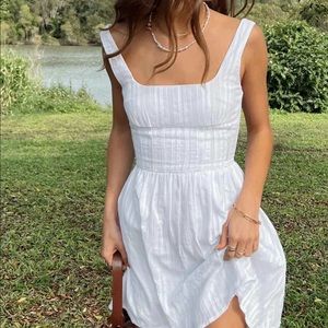 White Square Neck Mini Dress